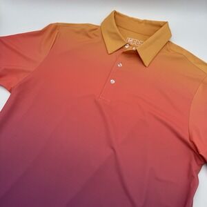 Lofty Llama Men's Medium Gradient Golf Polo M Yellow Peach Pink Purple Shirt